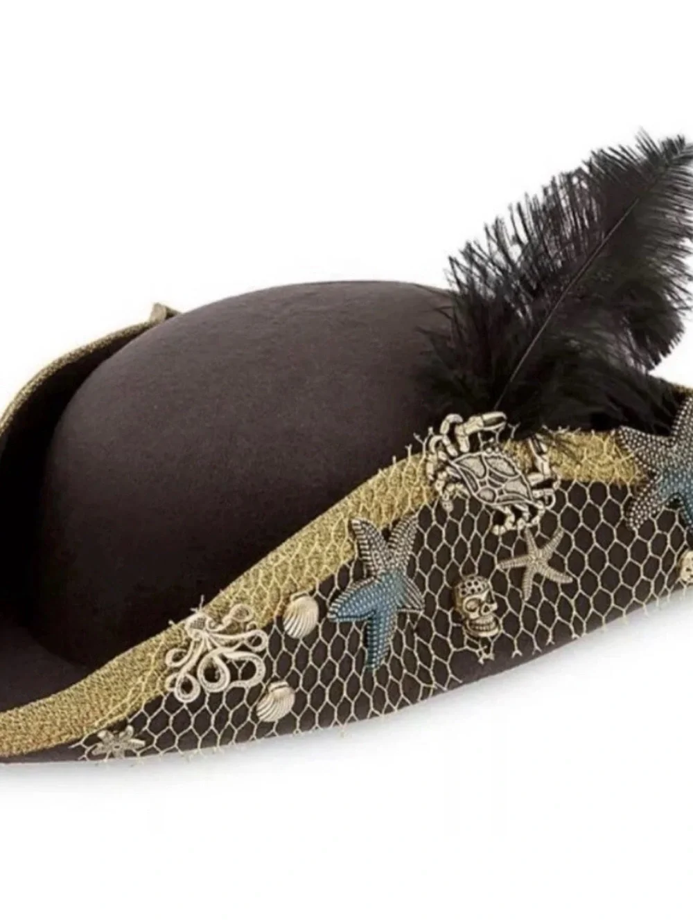 Disney Store Descendants Uma Costume Pirate Hat Black Fancy Gold Youth OSFM